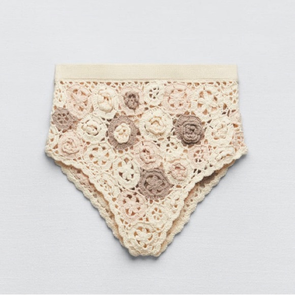 ZARA NWT FLORAL CROCHET KNIT BOTTOM AND BRALETTE TO LIMITED EDITION BIKINI M-L - Picture 4 of 6